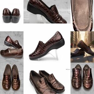 Clarks May Poppy Shoes Burgundy Croc Nursing Office Comfort Bendable Women’s 8W